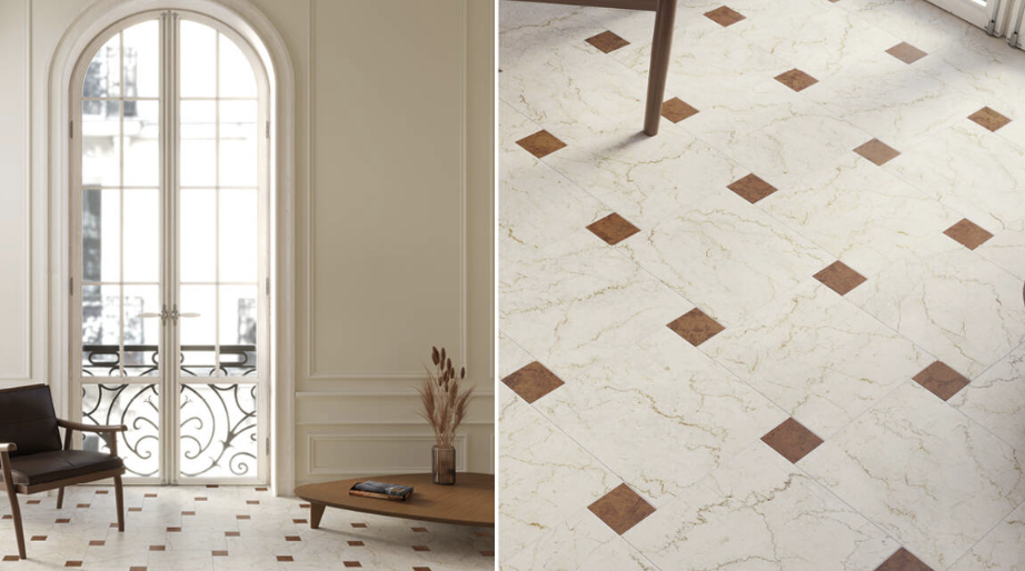 Marble tile floor
